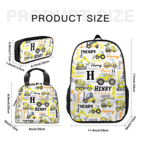 Personalized Custom Name Construction Backpack - Gift For Kids