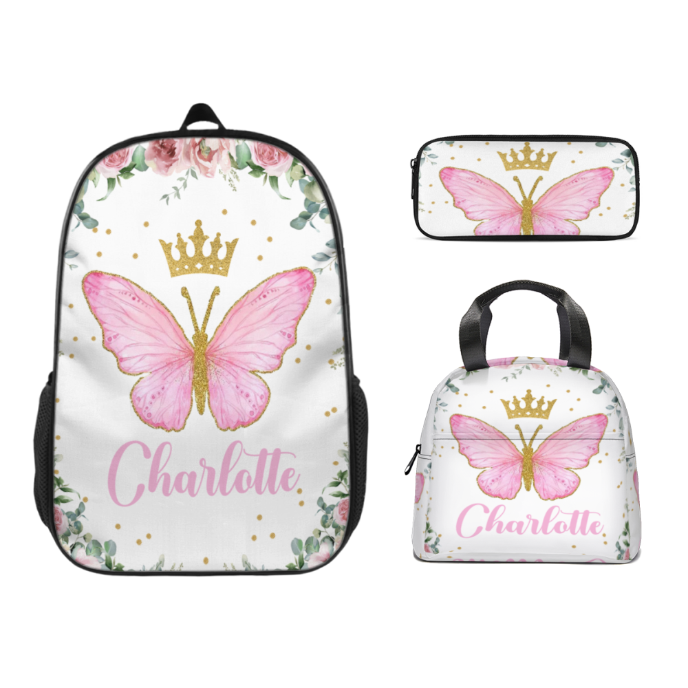 Personalized Custom Baby Girl Backpack - Baby Girl Name Butterfly Receiving Backpack