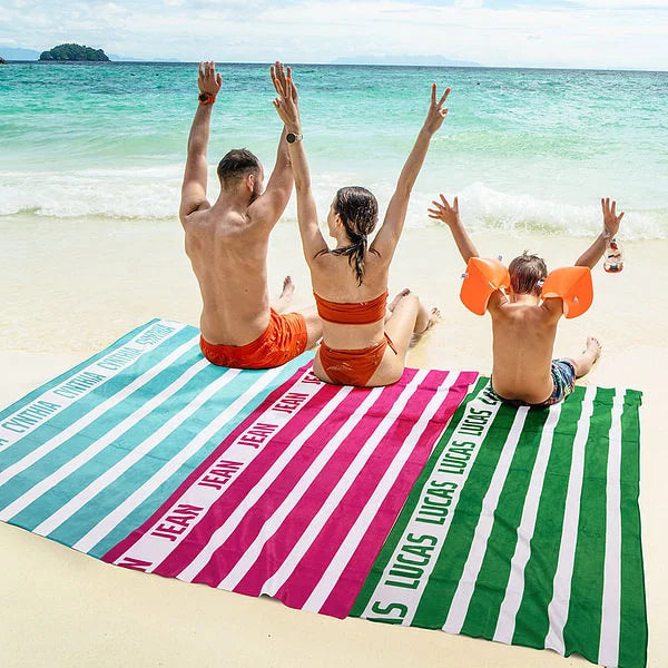 Name Custom Classic Stripe Personalized Beach Towel
