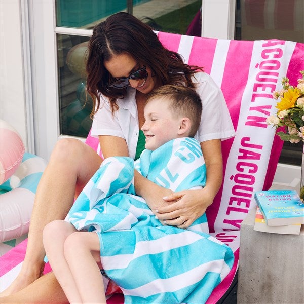 Name Custom Classic Stripe Personalized Beach Towel