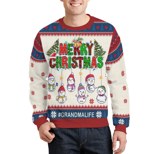 Snowman Christmas Ugly Sweater For Parents GrandParents