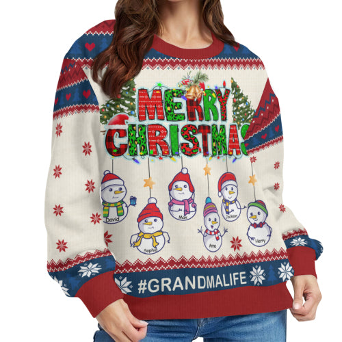 Snowman Christmas Ugly Sweater For Parents GrandParents