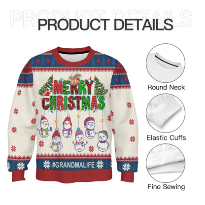 Snowman Christmas Ugly Sweater For Parents GrandParents