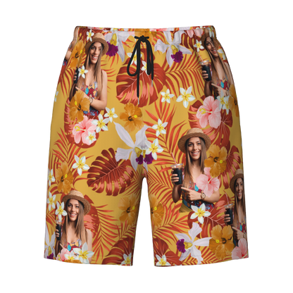 Custom Human Photo Summer Tropical Beach Short For Men