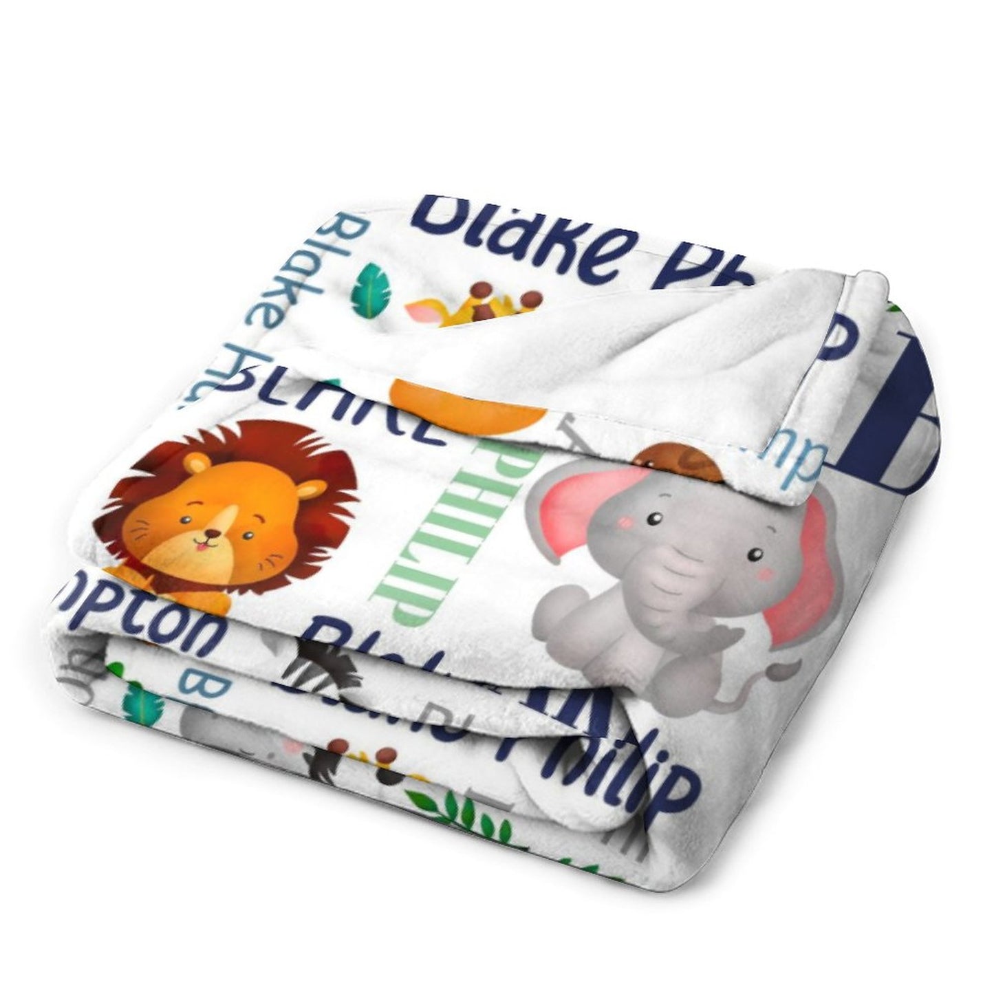 Free Shipping✈️Personalized Blanket - Custom Name Jungle Animal Blanket - Sherpa Throw Blanket - Animal Blanket