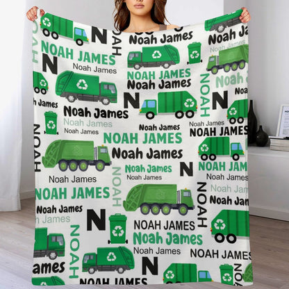 Free Shipping✈️Personalized Custom Garbage Truck Blanket for Boys