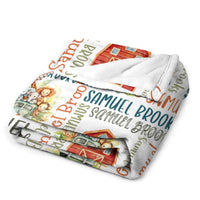 Free shipping✈️Personalized Baby Name Blanket, House And Animals Theme Boy Blanket, Newborn Boy Custom Name Gift
