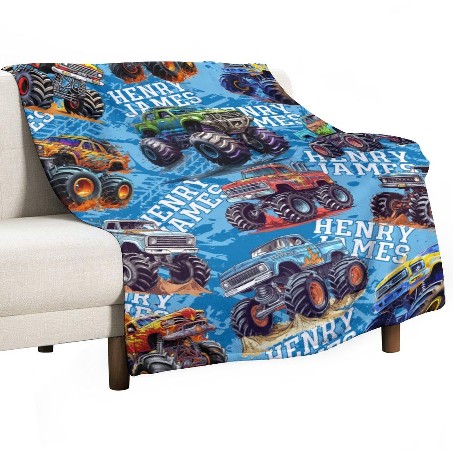 Free Shipping✈️Personalized Truck Car Pattern Name Custom Blanket