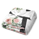 Pink Watercolor floral Monogram Baby Blanket