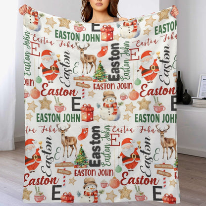 Free Shipping✈️Personalized Christmas Baby Name Pattern Blanket