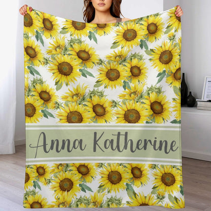 Livraison gratuite✈️Couverture pour bébé avec nom personnalisé à motif floral tournesol