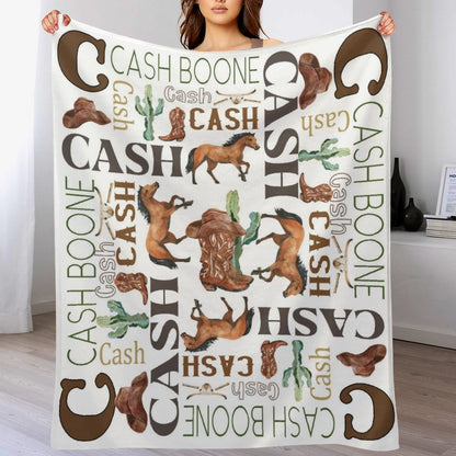 Free Shipping✈️Personalized Western Cowboy Baby Blankets with Name for Boys