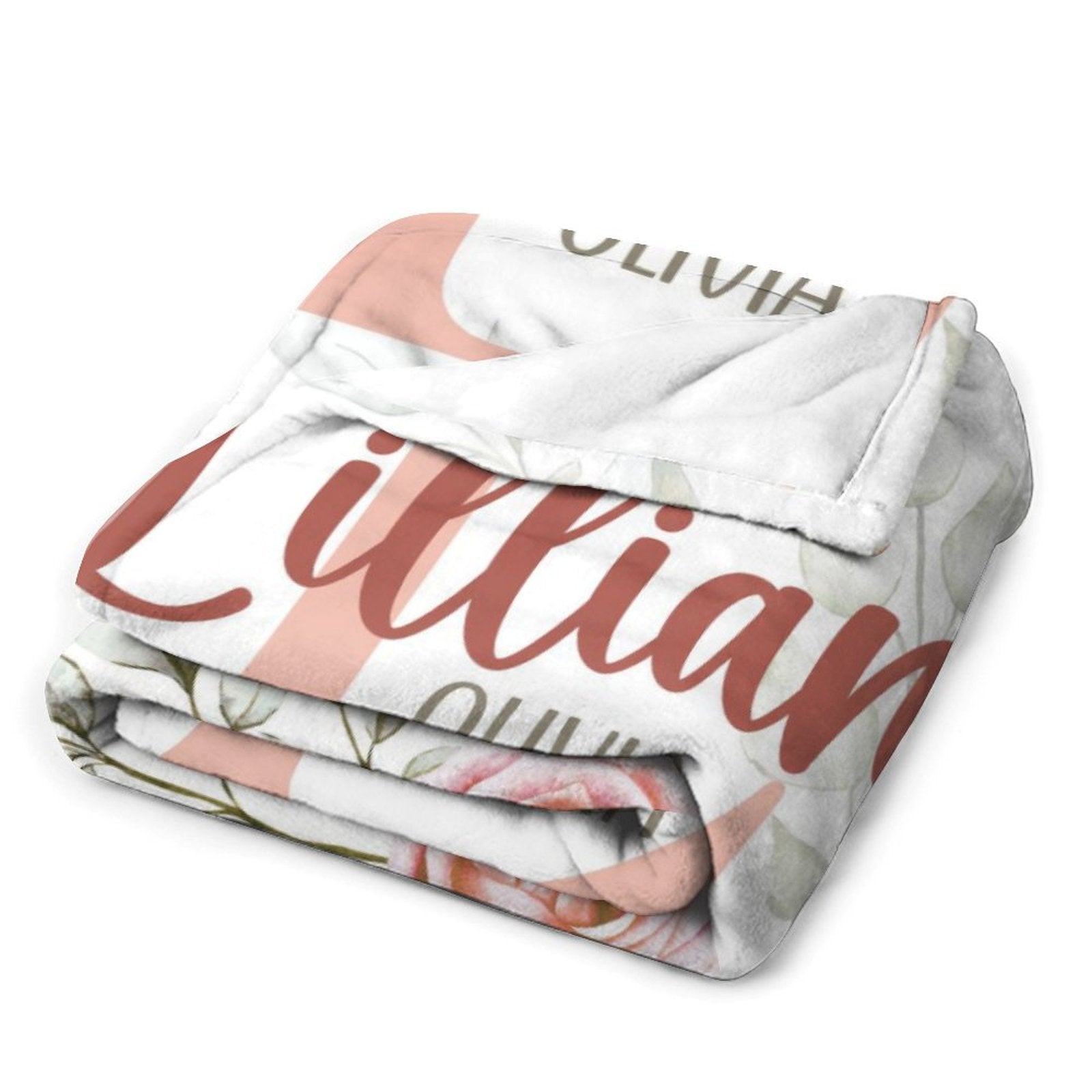 Pale Pink Watercolor Rose Name Blanket