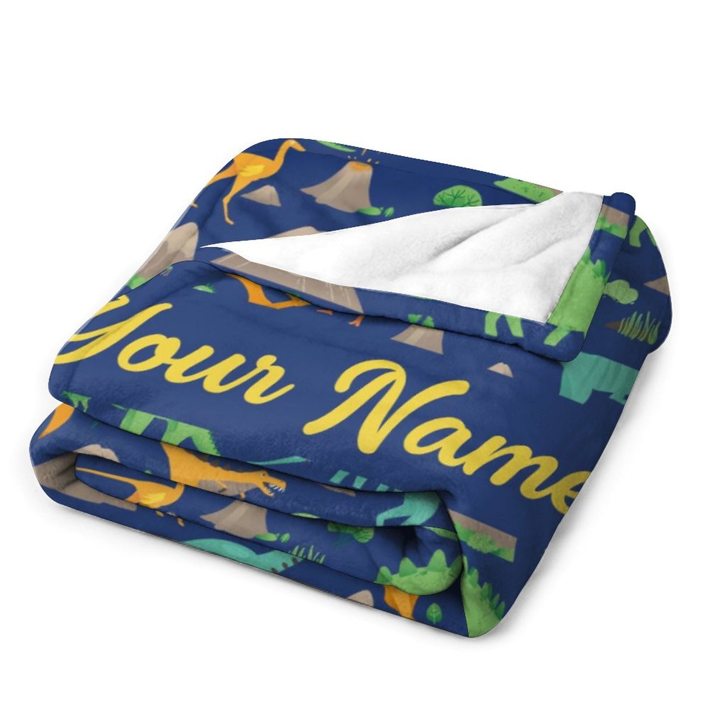 Free Shipping✈️Personalized Custom Dark Blue Dinosaur Blanket for Kids - Boys Girls Baby Toddler Infants Blankets for Bed