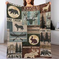 Personalized Woodland Deer and Bear Baby Blanket with Name