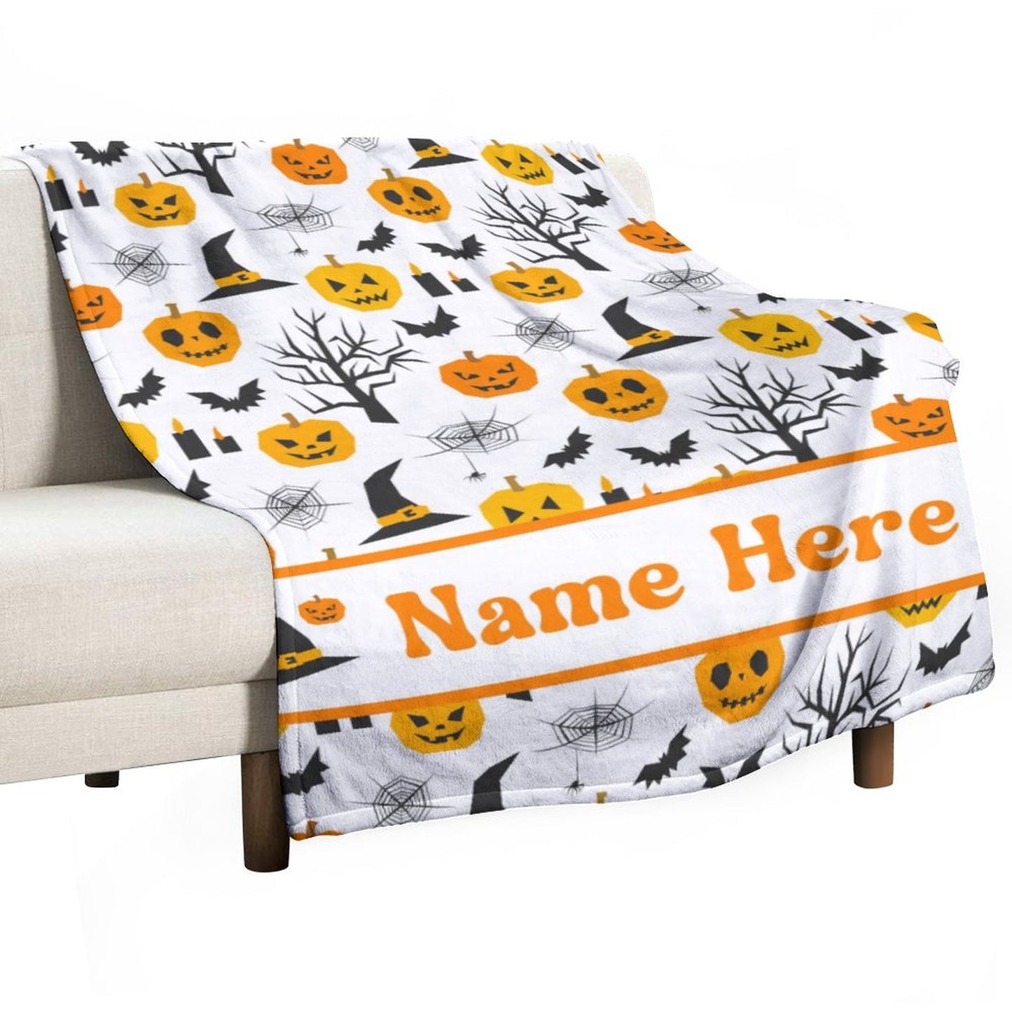 Free Shipping✈️Custom Name with Pumpkin Blanket - Personalized Halloween Blanket