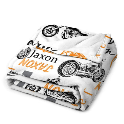 Free Shipping✈️Personalized Motorcycle Theme Custom Name Blanket