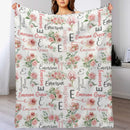 Pink Floral Baby Name Blanket, Baby Girl Personalized Blanket, Pink Rose Blanket, Newborn Girl Gift