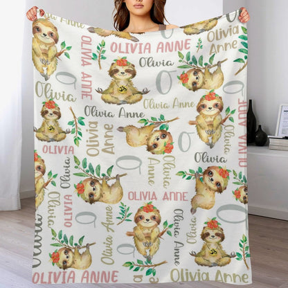 Couverture pour bébé avec nom personnalisé, livraison gratuite✈️Animal Sloth