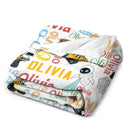 Personalized Watercolor Blanket With Name, Galaxy Robot Lovers Baby Kids Birthday Gift