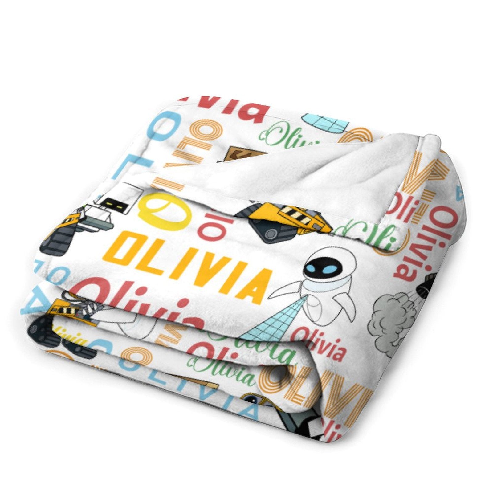Personalized Watercolor Blanket With Name, Galaxy Robot Lovers Baby Kids Birthday Gift