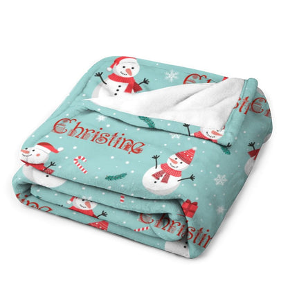 Free Shipping✈️Christmas Snowman Personalized Name Blanket Christmas Gift