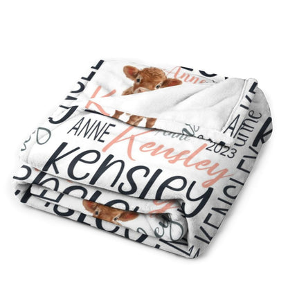 Free Shipping✈️Personalized Cow Baby Newborn Baby Blanket, Baby Name Backpack