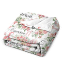 Pink Floral Baby Name Blanket, Baby Girl Personalized Blanket, Pink Rose Blanket, Newborn Girl Gift