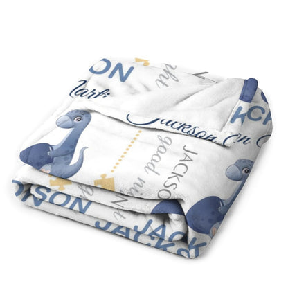 Free Shipping✈️Personalized Baby Blankets for Boys with Name -Baby Dinosaur Theme