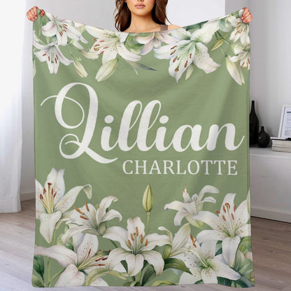 Livraison gratuite✈️Couverture pour bébé personnalisée à motif floral de lys blanc