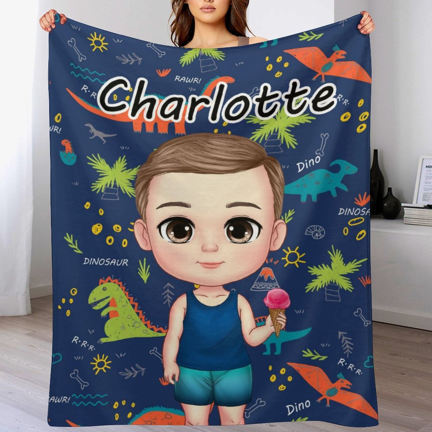 Free Shipping✈️Playful Background - Personalized Custom Blanket - Gift For Kids, Gift For Family, Christmas Gift