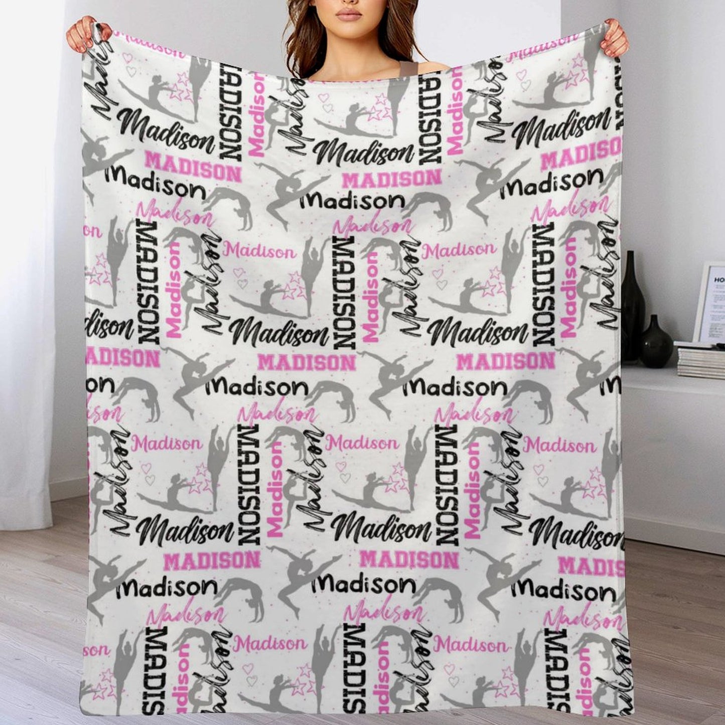 Free Shipping✈️Personalized Gymnastics Blanket, Custom Girl Name