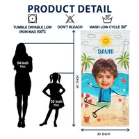 Custom Photo Playful Kids On The Beach Summer Vacation- Personalized Beach Towel