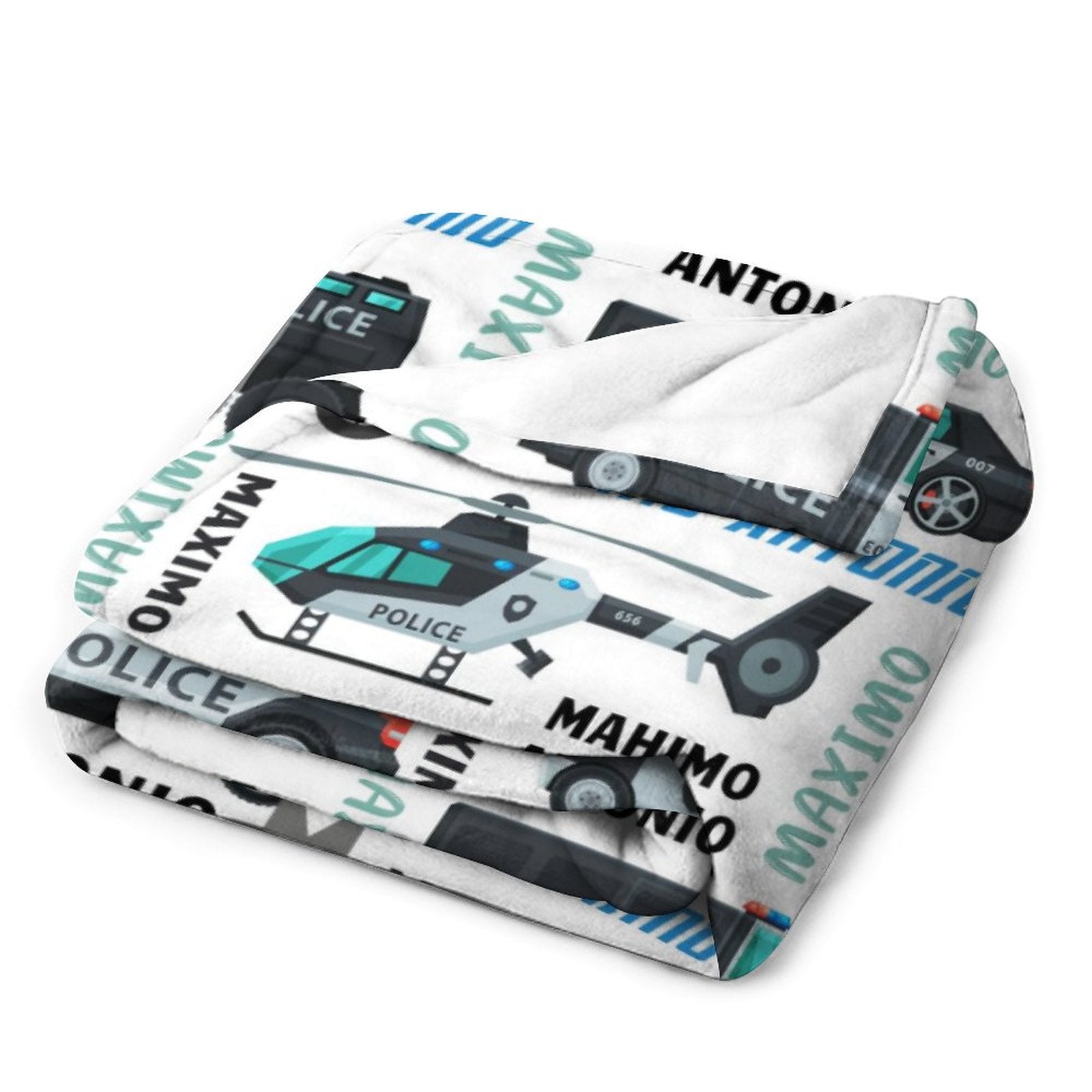 Personalized Police Car Helicopter Name Blanket
