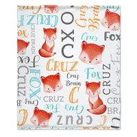 Personalized Fox Animal Baby Name Blanket