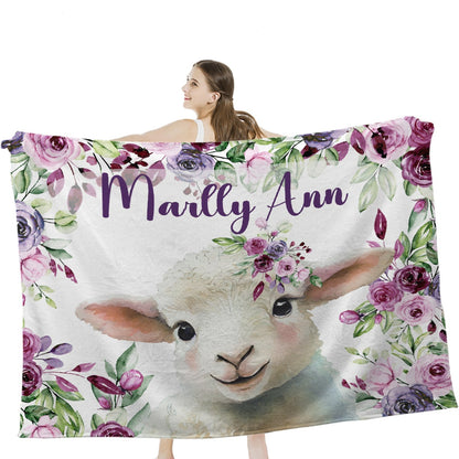 Livraison gratuite✈️Nom personnalisé bébé agneau Floral enfants couverture pour bébé