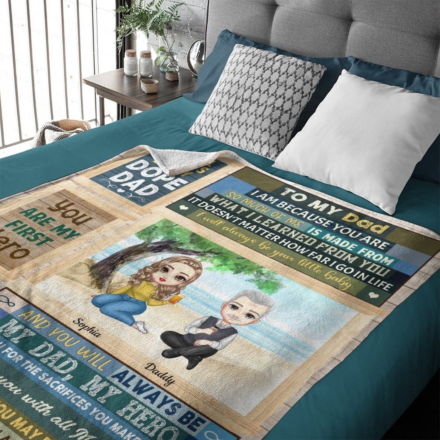 Dad Is My First Hero - Personalized Blanket