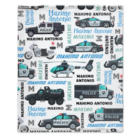 Personalized Police Car Helicopter Name Blanket