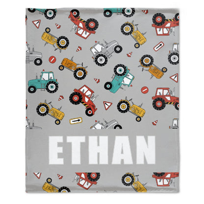 Free Shipping✈️Personalize Cool Truck Car Tractor Kids Blanket for Boys