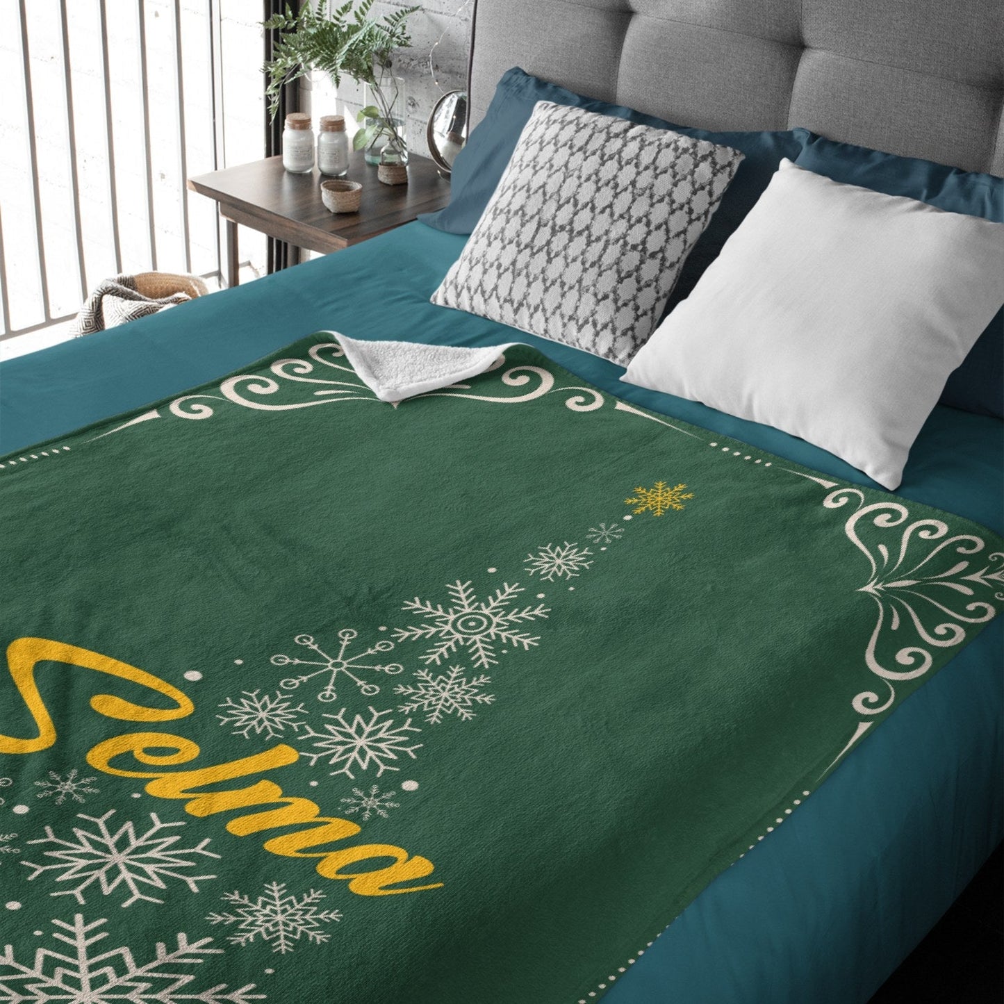 Free Shipping✈️Personalized Custom Christmas Tree Shape Name Blanket