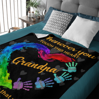 Touch This Heart Grandpa - Personalized Blanket - Birthday Father's Day Gift For Grandpa, Daddy, Papa - Gift From Wife, Grandkids