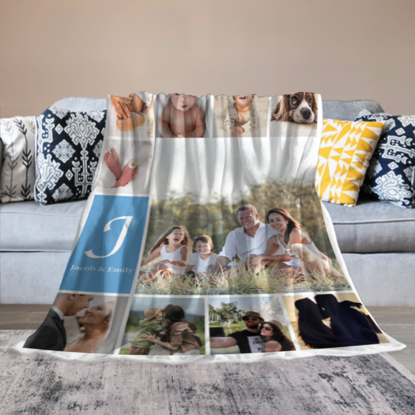 Personalized Custom Photo Name Blanket - Gift for Family