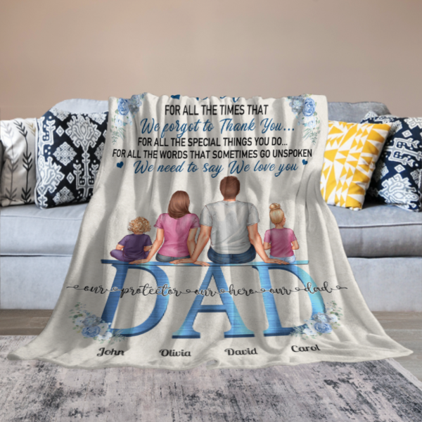 Dad - We Love You - Personalized Blanket - Birthday, Father's Day Gift For Dad, Father, Grandpa, Husband