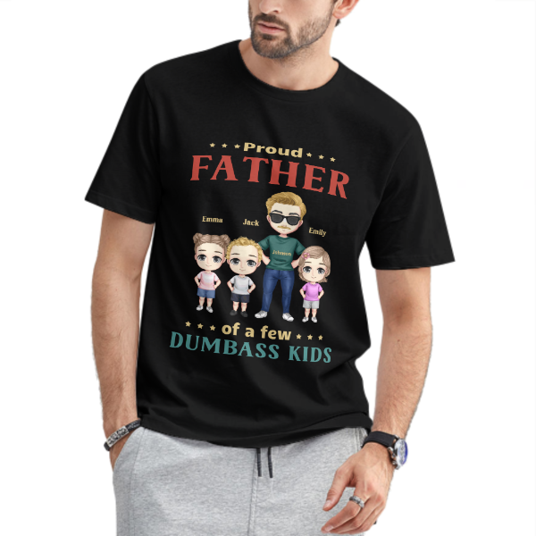 Fier père d'un enfant stupide - T-shirt unisexe personnalisé - Cadeau pour papa, grand-père