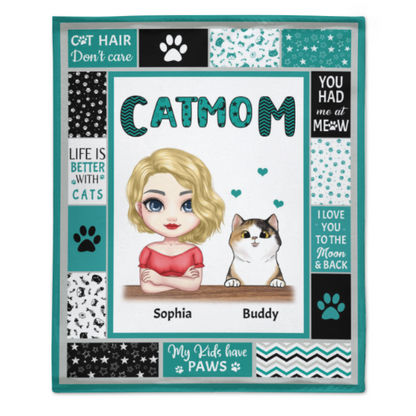 Cat Mom - Personalized Blanket - Birthday, Loving, Funny Gift For Cat Mom, Cat Owner, Cat Lover