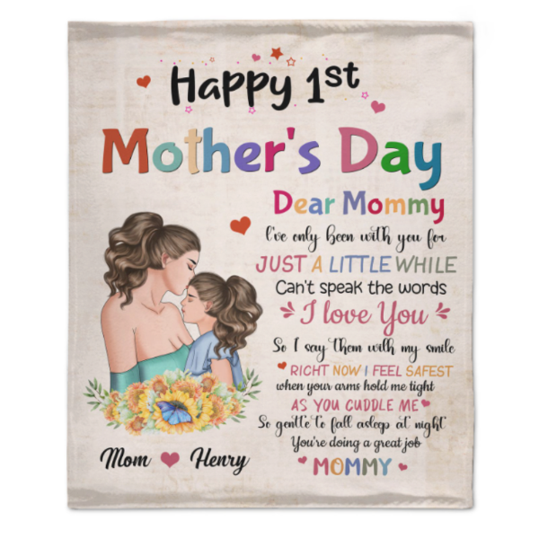 Dear Mommy Happy 1St Mother's Day - Personalized Blanket