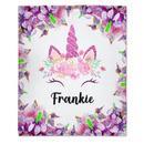 Personalized Unicorn Horn Floral Baby Blanket