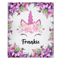 Personalized Unicorn Horn Floral Baby Blanket