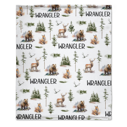 Free Shipping✈️Woodland Forest Animals Personalized Custom Name Blanket - Baby Shower Blanket - Gifts for Baby