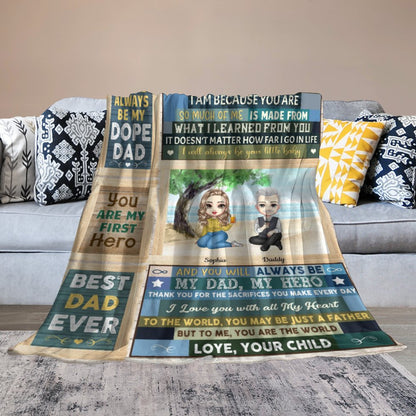 Dad Is My First Hero - Personalized Blanket